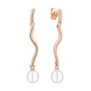 Cercei lungi din argint placat cu aur roz cu perle naturale DiAmanti SK26105GE_W-G